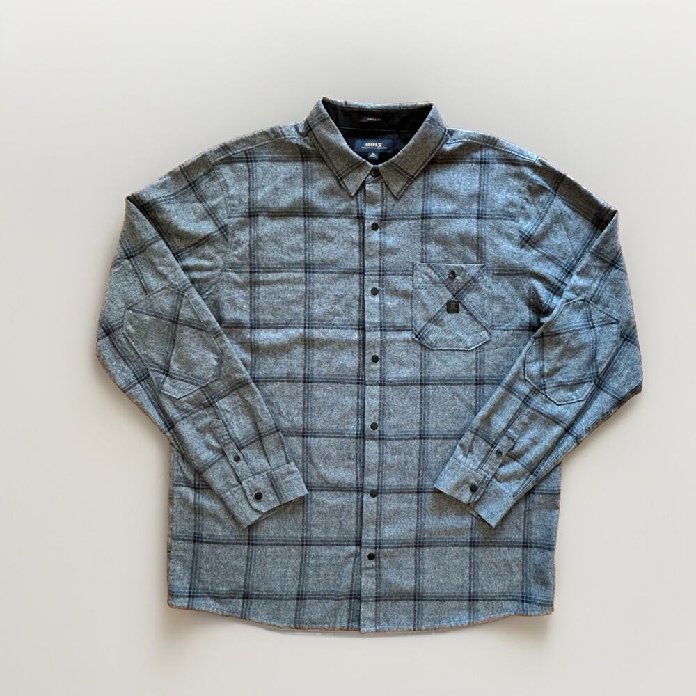Roark Nordsman Long Sleeve Flannel Shirt Mens XL Soft Cotton Gorpcore Blue Snaps